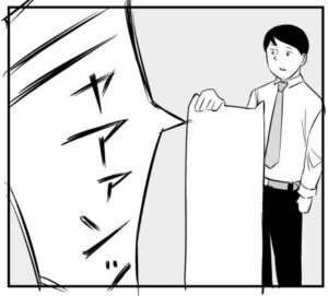 頭をなでようとしたら鳴きだした猫の配膳ロボット（青木ぼんろさん提供）