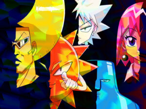 主要キャラクターたちが真剣な表情を向けるアニメ『ボボボーボ・ボーボボ15周年メインビジュアル」　(C) 澤井啓夫／集英社・東映アニメーション