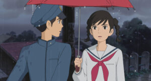 ひとつの傘に一緒に入る海と俊　画像は『コクリコ坂から』の場面カット　(C)2011 高橋千鶴・佐山哲郎・Studio Ghibli・NDHDMT