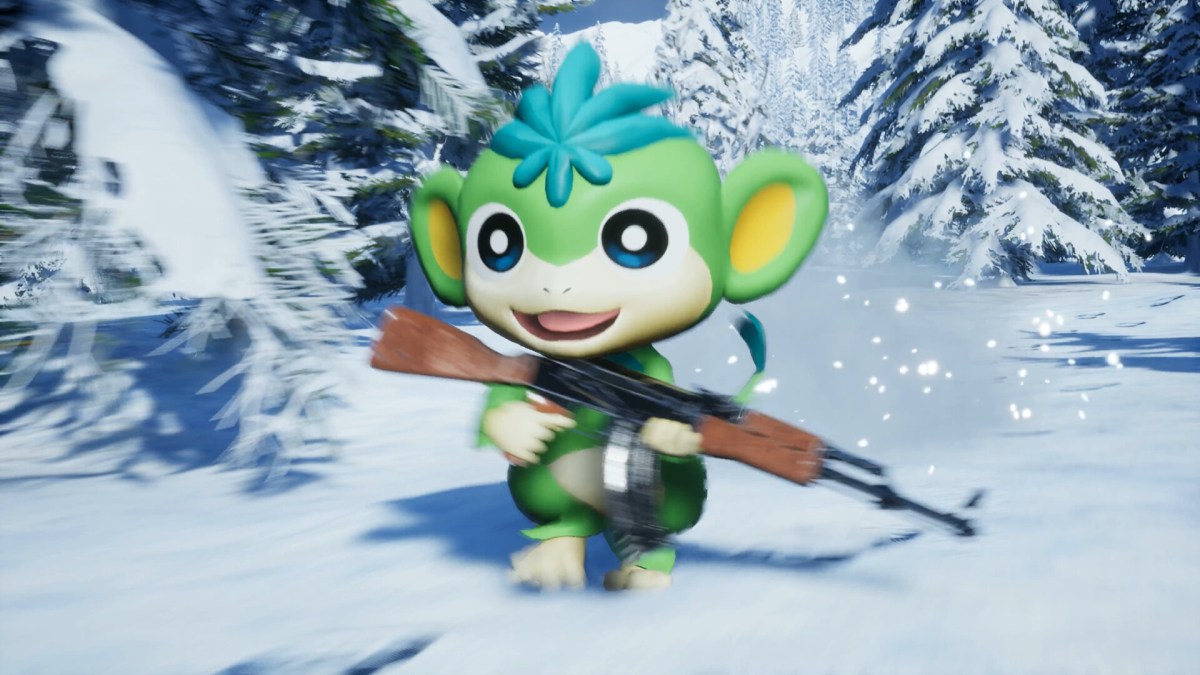 『パルワールド』に登場する「エテッパ」。銃を持っているところ以外は、たしかにポケモンに似ているかもしれない 画像はSteamより (C) Pocketpair, Inc.