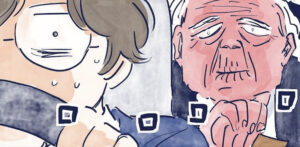 車で会長を送ったときの出来事について描いたマンガのカット（グッドスリープさん提供）