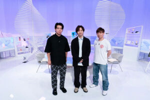 「天地創造 ～ファイナルファンタジーXIV～」より、左からゲストの野田クリスタルさん、番組MC三浦大知さん、ゲストの吉田直樹さん
