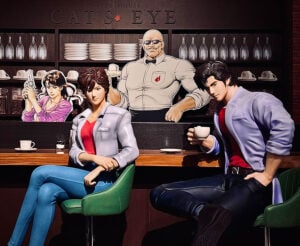 リョウ、香、海坊主、美樹が勢ぞろいした「シティーハンター大原画展～FOREVER, CITY HUNTER!!～」内「喫茶キャッツ・アイ」　(C)北条司／コアミックス1985