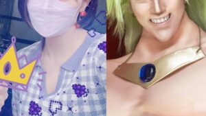 普段姿の「326」（X：@doonatusuki）さんと『ドラゴンボール』「ブロリー」に扮した「326」さん／写真提供：「326」さん