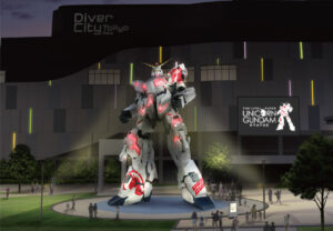 展示フィナーレに向けた、「実物大ユニコーンガンダム立像」デカール装飾のイメージ（画像：バンダイナムコグループ　ガンダムプロジェクト）