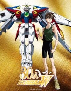 『新機動戦記ガンダムW』より主役機「ウイングガンダムゼロ」と主人公「ヒイロ・ユイ」。画像は『ガンダムW』壁紙配布キャンペーンより　（C）サンライズ