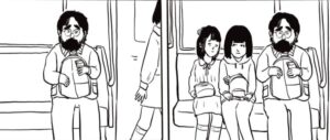 隣に座っていた少女たちは下車したいワケではないようで……？（ワタベヒツジさん提供）