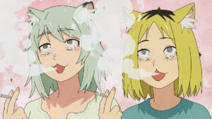 アニメ『ヤニねこ』第2話場面カット (C)にゃんにゃんファクトリー・講談社/ヤニねこ製作委員会